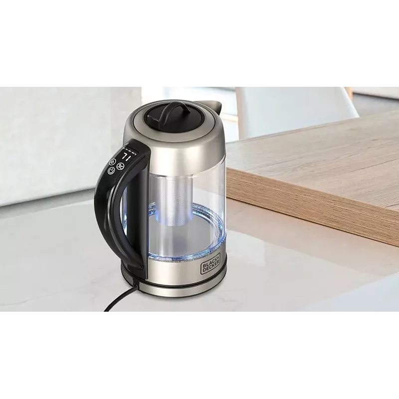 Wasserkocher Schwarz & Decker 1,7 L 2200 W Schwarz Edelstahl Transparent