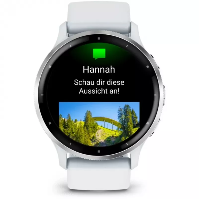 Smartwatch GARMIN Venu 3 – 1,4 Zoll AMOLED, 45 mm Gehäuse, GPS, Wi‑Fi, 8 GB, Silber/Weiß, Silikonarmband