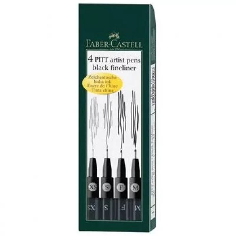 Fineliner Faber-Castell 167115 Multi Schwarz 4 Stück