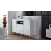 Sideboard Cama Meble VIVA 150 — weiß/weiß Hochglanz und Sonoma Eiche, 3 Türen, 5 Einlegeböden, 1500×450×800 mm