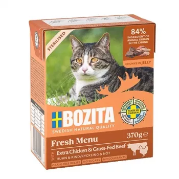 BOZITA Fresh Menu Sterilised Extra Chicken with beef - Nassfutter für Katzen - 370g