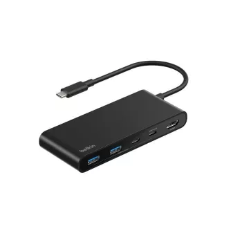 Belkin Connect, USB Type-C, HDMI, USB 2.0 Type-A, USB 3.2 Gen 1 (3.1 Gen 1) Type-C, MicroSD (TransFlash), SD, Schwarz, Rundkabel, 0,2 m