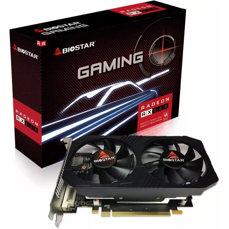 BIOSTAR Radeon RX 560 4 GB GDDR5 Grafikkarte, 128-Bit, PCIe 3.0, 1275/1175 MHz, HDMI+DP+DVI