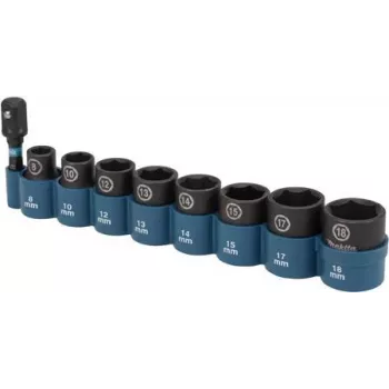 Makita E-16639 - Steckschlüsselsatz für Schlagschrauber 3/8 Zoll 8-teilig | inkl. Adapter 1/4 Zoll (E-16639)