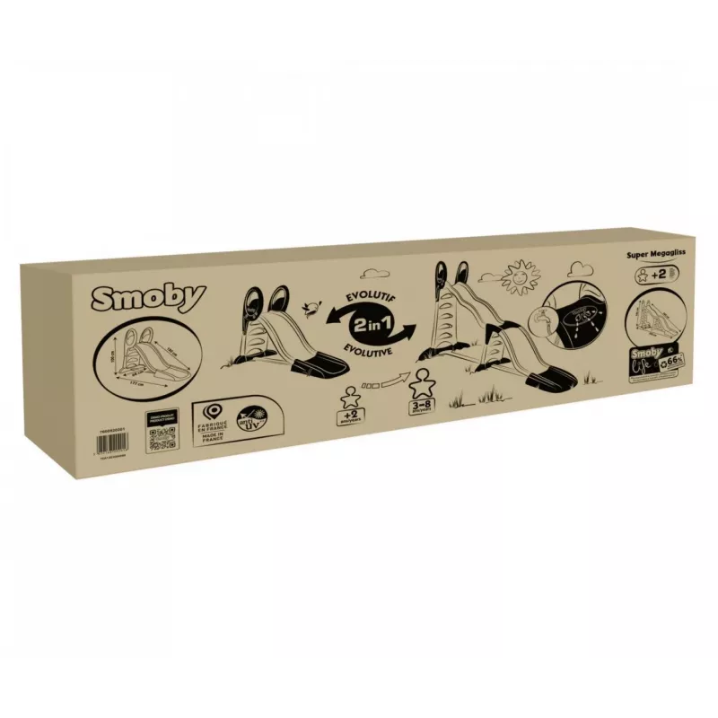 Outdoor-Rutsche SMOBY Megagliss 2 in 1 Modell 7600820201 mit Wasserrutsche und Kletterfunktionen