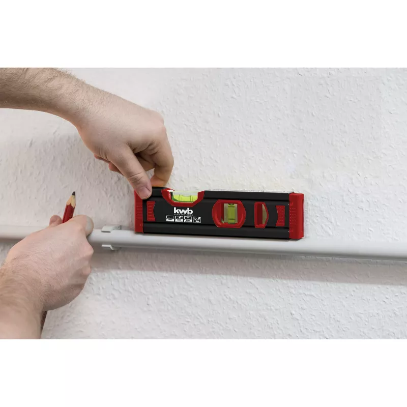 KWB Aluminium Mini-Wasserwaage 20 cm (Dunkelgrau/Rot)
