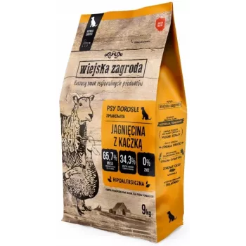 Trockenfutter wiejskazagroda Adult Small Lamm mit Ente 9 kg — getreidefrei, 34 % Protein, 23 % Fett