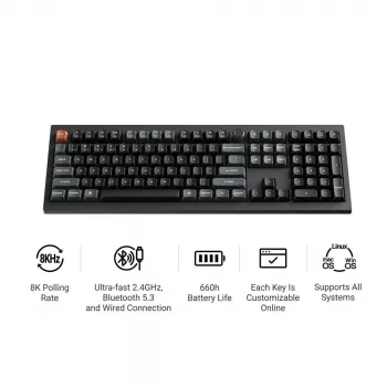 Mechanische Full-Size-Tastatur Keychron V6 Ultra 8K — QWERTY, Bluetooth, RGB, Schwarz