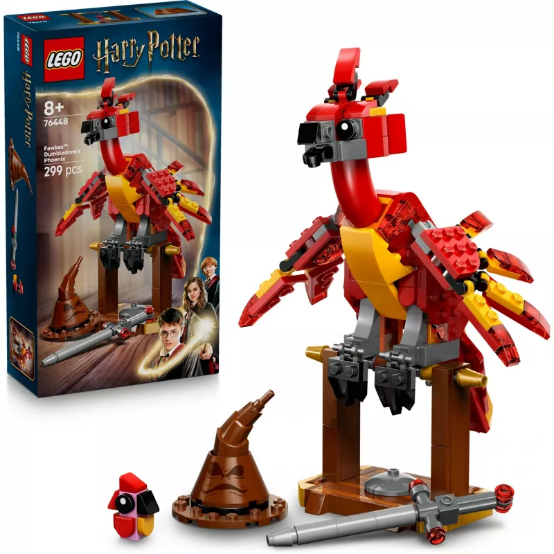 LEGO baubarer Fawkes – Dumbledores Phönix-Modell 76448, 299 Teile, 160 mm Höhe, Alter 8+