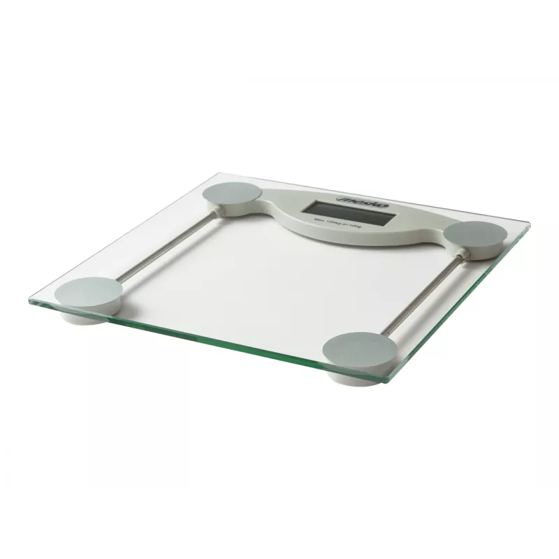 Elektronische Personenwaage Mesko MS 8137 — 150 kg Kapazität, 100 g Genauigkeit, weiß/transparent