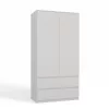 Garderobenschrank Top E Shop SZAFA MALWA B 5 Regale 2 Drehtüren Weiß 900×500×1800 mm