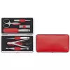 Zwilling Twinox Reise-Set – rotes Lederetui, 7-teilig - Rot
