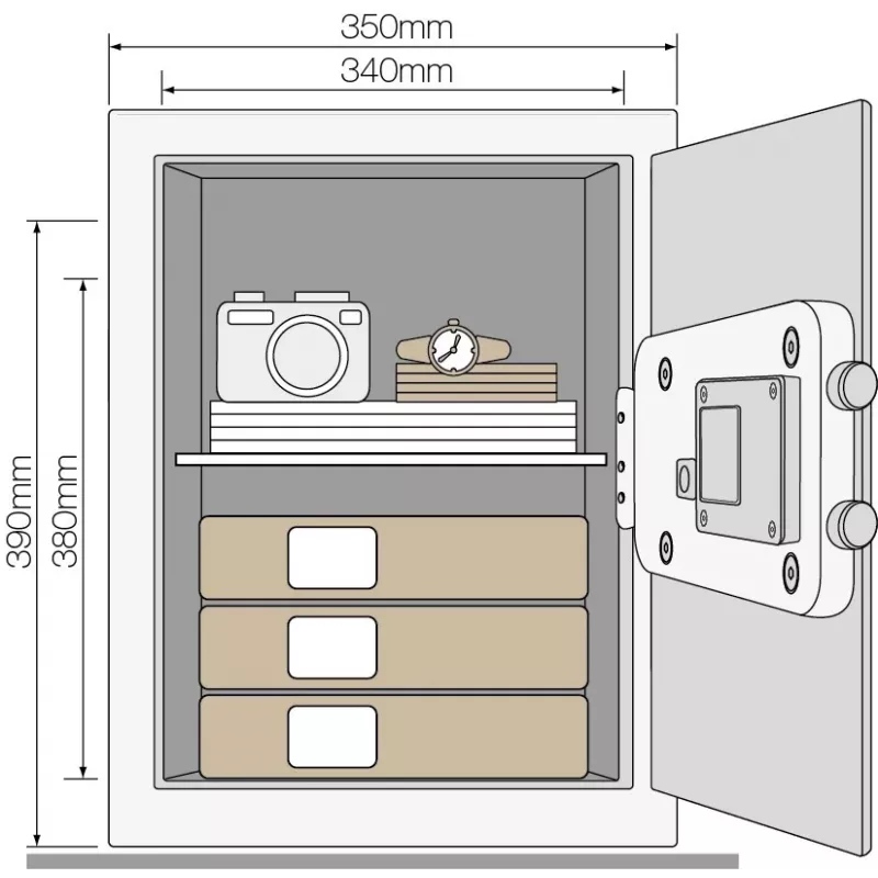 Bürosafe Yale YSV/390/DB2 — 40 L Stahlsafe, schwarz, Kombinationsschloss, Boden-/Wandmontage