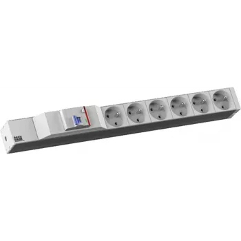 Power distribution unit Bachmann 333.4065 with 1 switch, 6x Type E sockets, 2.0 m Kabel