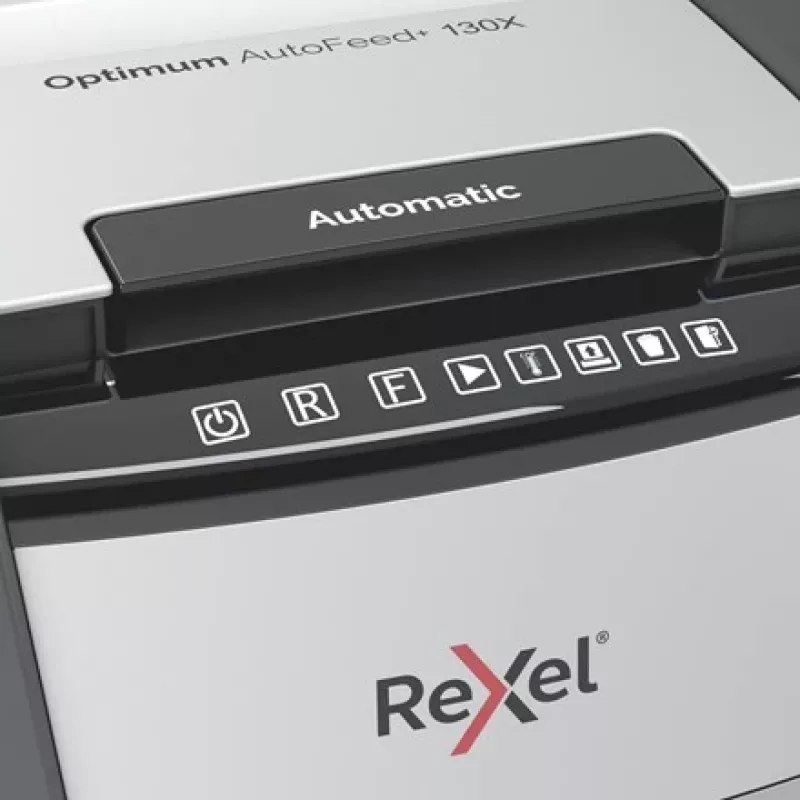 Rexel Optimum AutoFeed+ 130X Aktenvernichter Kreuzschnitt 55 dB 22 cm Schwarz, Silber
