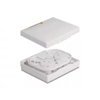 DeLOCK Glasfaser-Anschlussdose FTTH Wandmontage 4 x SC Simplex LC Duplex weiß