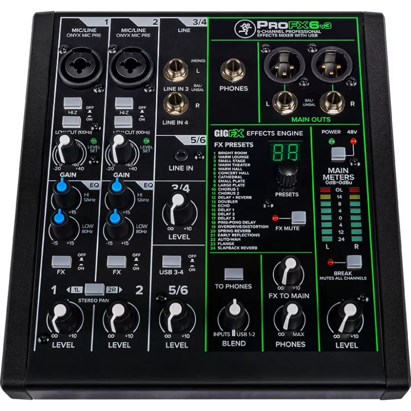 Mixer Mackie ProFX6v3 kompakter 6-Kanal-Analogmixer mit USB-Schnittstelle