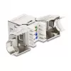 DeLOCK Keystone-Modul RJ45-Buchse auf LSA Cat.6A Metallverriegelung werkzeugfrei 90° abgewinkelt geschirmt