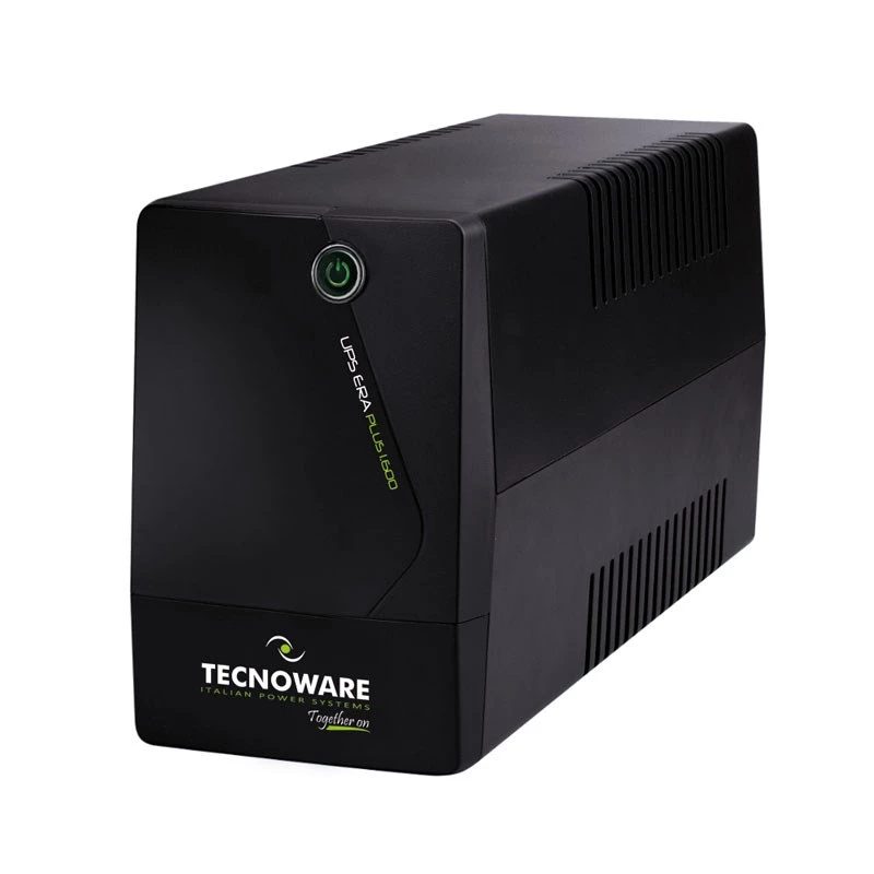 Unterbrechungsfreie Stromversorgung TECNOWARE Era Plus 1600 — Line-Interactive USV 1,6 kVA / 1120 W, 2 AC-Ausgänge, USB Typ-B, schwarz