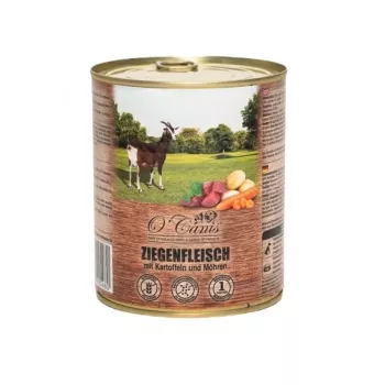 Vollständiges Nassfutter für Hunde o'canis Ziege mit Kartoffeln 800 g — ausgewachsene Hunde, Monoprotein, 84% Feuchtigkeit