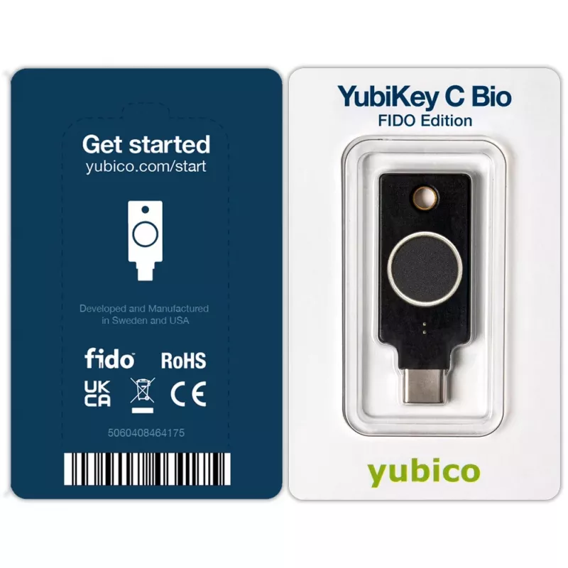 YubiKey C Bio FIDO Edition Yubico Schwarz Passwortlose Authentifizierung