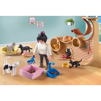 Playset PLAYMOBIL My Life 71744 Katzen-Café mit Figuren, Spielset für Kinder