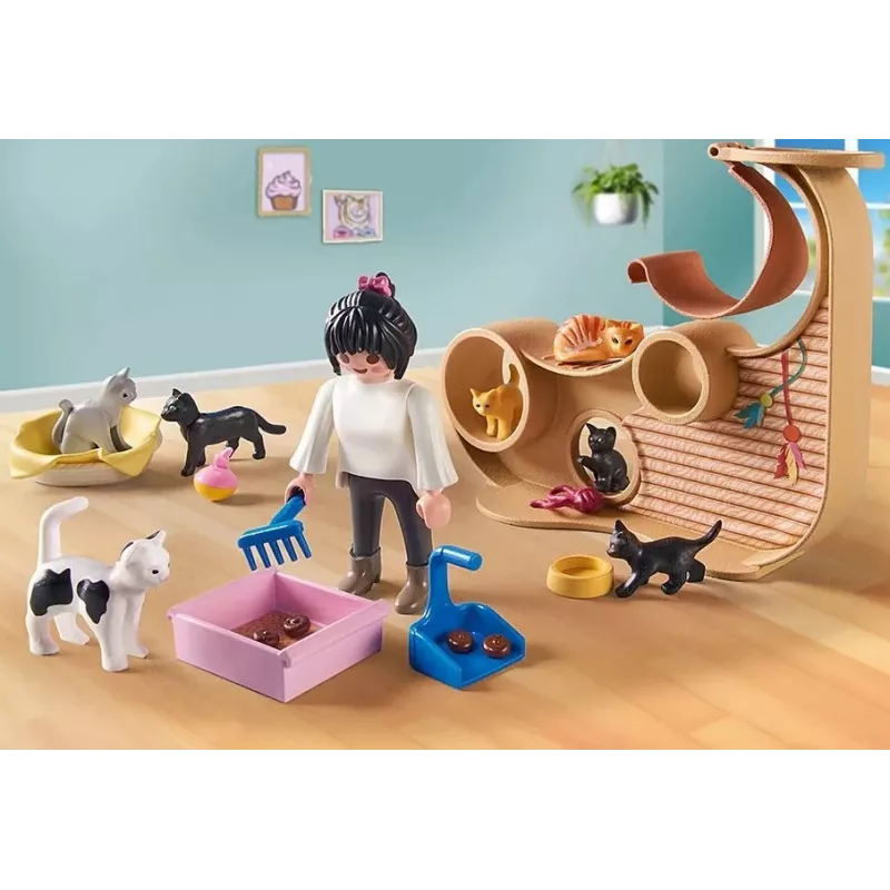 Playset PLAYMOBIL My Life 71744 Katzen-Café mit Figuren, Spielset für Kinder