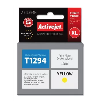 Activejet AE-1294N Tinte (Ersatz für Epson T1294; Supreme; 15 ml; Gelb)
