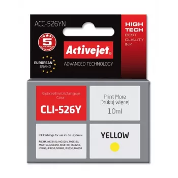 Activejet ACC-526YN Tintenpatrone (Ersatz für Canon CLI-526Y; Supreme; 10 ml; gelb)