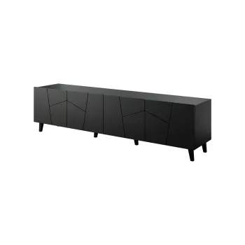 TV-Schrank cama meble ETNA 200 x 42 x 52 cm, schwarz matt, Spanplatten-Oberfläche