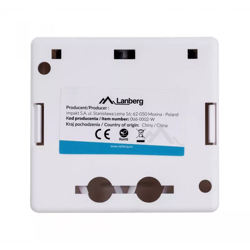 LANBERG Aufputzdose RJ-45 Cat6 OU6-0002-W weiß, 2 Buchsen, 30×54×57 mm