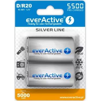Wiederaufladbare Batterie everActive EVHRL20-5500 D NiMH 1,2 V 5500 mAh, 2er-Pack