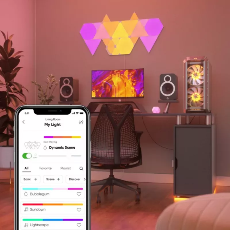 Dreieckige LED-Panelleuchten Nanoleaf NL47-0002TW-9PK — Set mit 9 RGB-Wandpaneelen, netzbetrieben, weiß