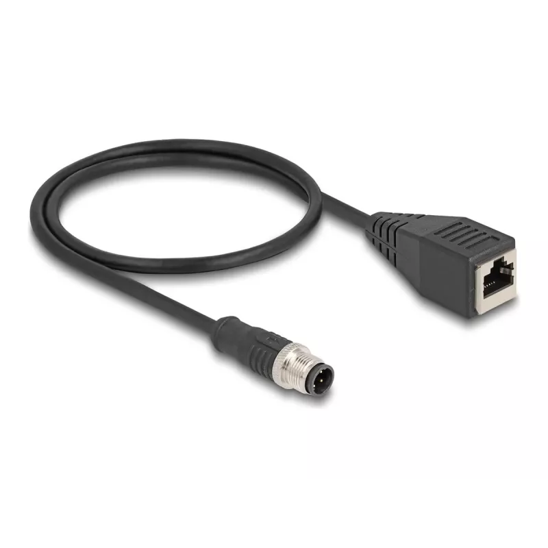 DeLOCK M12 Adapterkabel D-codiert 4-polig Stecker auf RJ45 Buchse 50 cm