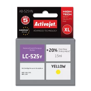 Activejet AB-525YN Tinte (Ersatz für Brother LC525Y; Supreme; 15 ml; gelb)