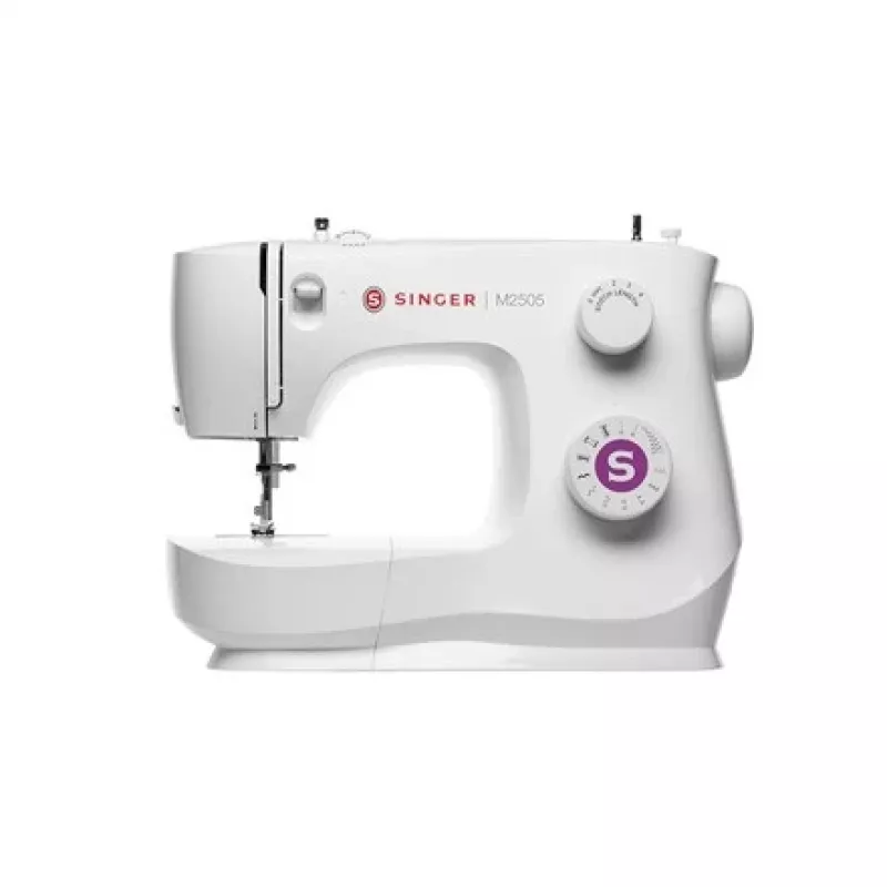 Mechanische SINGER-Nähmaschine M2505 – 10 Stiche, automatisches Knopfloch, Freiarm, weiß