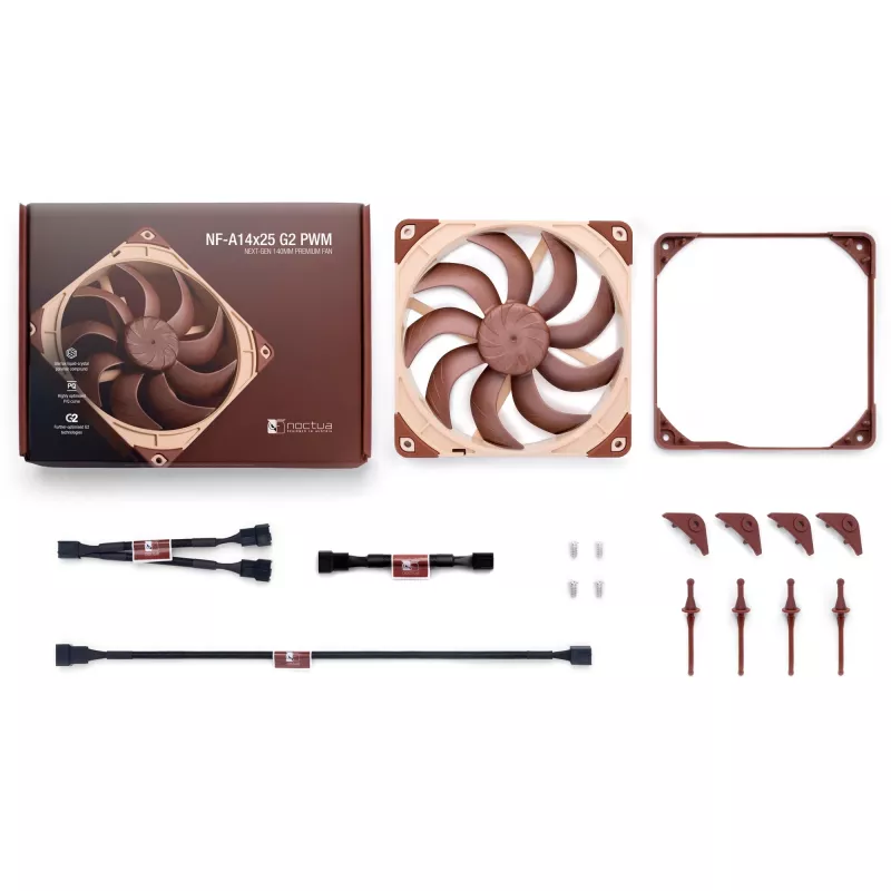 Lüfter Noctua NF-A14x25 G2 PWM 140 mm 1500 U/min SSO2-Lager 4-Pin-PWM Beige
