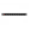 Power Distribution Unit LANBERG PDU-09E-0300-BK — 9x Steckdosen Typ E, 16 A, 220–250 V, 3 m Kabel, 1U-Rack, 19 Zoll