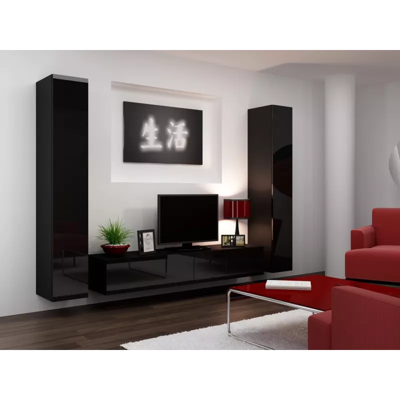 Cama geschlossen Schrank VIGO '180' 180/40/30 schwarz/schwarz glänzend