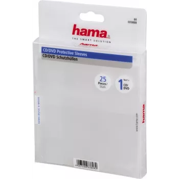 Hama CD/DVD-Schutzhüllen, Packung mit 25, 25 Discs, Transparent