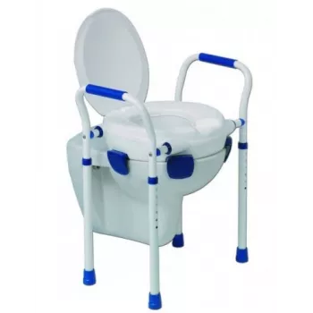 Toilettensitzauflage Aston Clipper VII 500431 — verstellbarer medizinischer Toilettensitz, Polypropylen, Aluminium/Stahl-Rahmen, Innendurchmesser 25×21 cm
