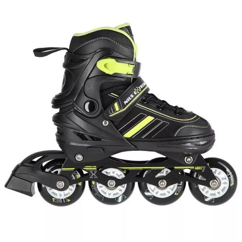 Nils Extreme NH18191 2IN1 Inline Skates Schwarz/LIME GRÖSSE L (39-43) mit austauschbaren Hockey-Skates