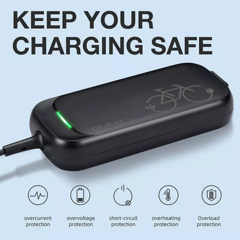 Qoltec Fast Charger für XIAOMI 36V Elektroroller / E-Bike | 42V | 2A | 8,0*8,0mm+Pin | wasserdicht + Netzkabel