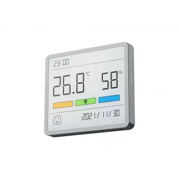 Kombinierter Hygrometer, Thermometer und Uhr MOVA MTHM01 – digitale Inneneinheit zur Messung der relativen Luftfeuchtigkeit und Temperatur, kompakt für Schreibtisch, Regal oder Wand