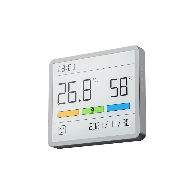 Kombinierter Hygrometer, Thermometer und Uhr MOVA MTHM01 – digitale Inneneinheit zur Messung der relativen Luftfeuchtigkeit und Temperatur, kompakt für Schreibtisch, Regal oder Wand