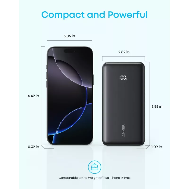 Anker Power Bank, 22,5 W | Zolo A110EH11 | 20000 mAh | USB-C | Schwarz