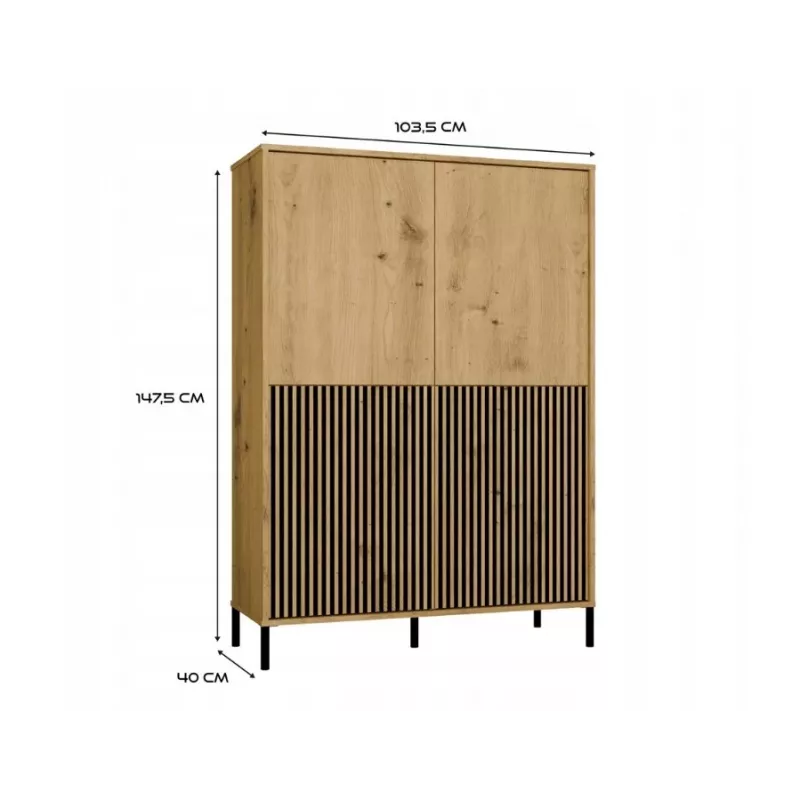 KAMARO 4DK schlank/GŁ Eiche ARTISAN DISPLAY CABINET
