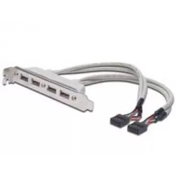 Slotblechkabel USB 2.0 HighSpeed Typ 2xIDC (5pin)/4xUSB A M/F grau 0,25 m