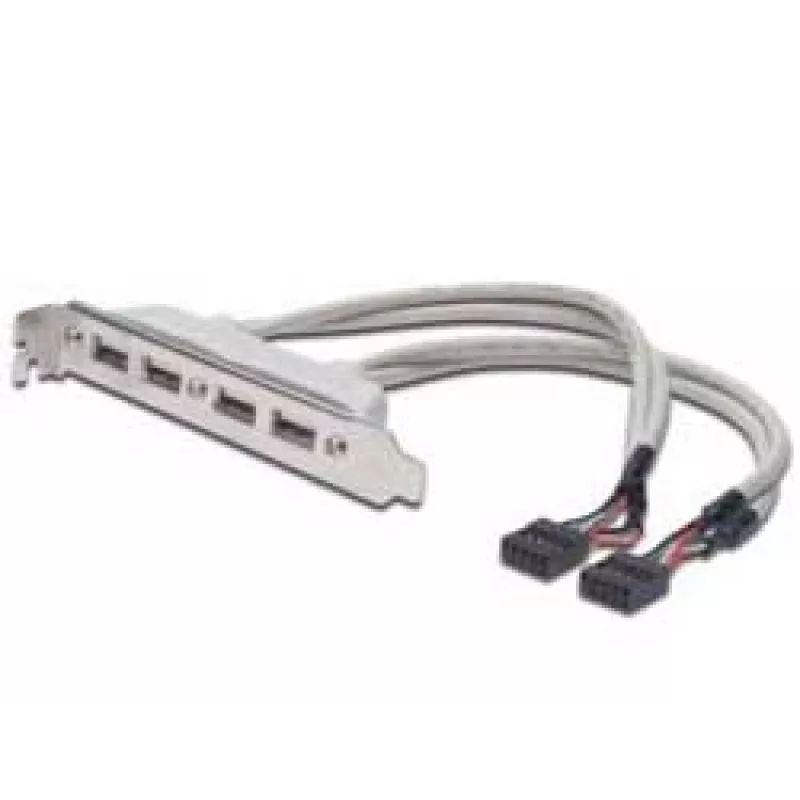 Slotblechkabel USB 2.0 HighSpeed Typ 2xIDC (5pin)/4xUSB A M/F grau 0,25 m