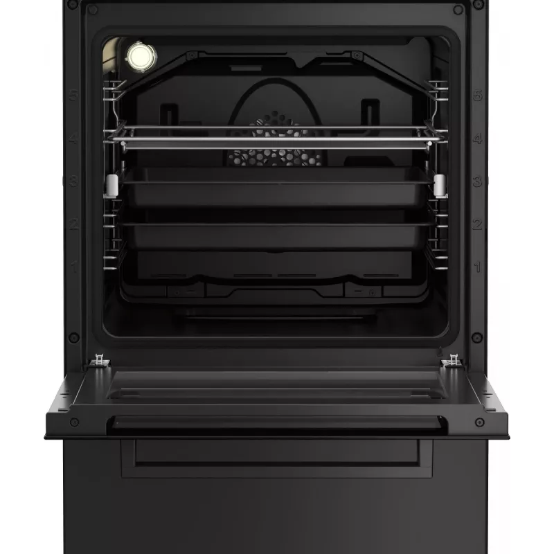 Freistehender Herd BEKO FSM52331DBDS, Gaskochfeld 4 Brenner (2900/2000/2000/1000 W), Elektrobackofen 60 L, 60 cm, Energieeffizienzklasse A, schwarz